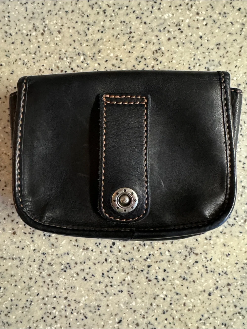Vtg.Harley‑Davidson Black Leather Belt Pouch with Embossed Shield